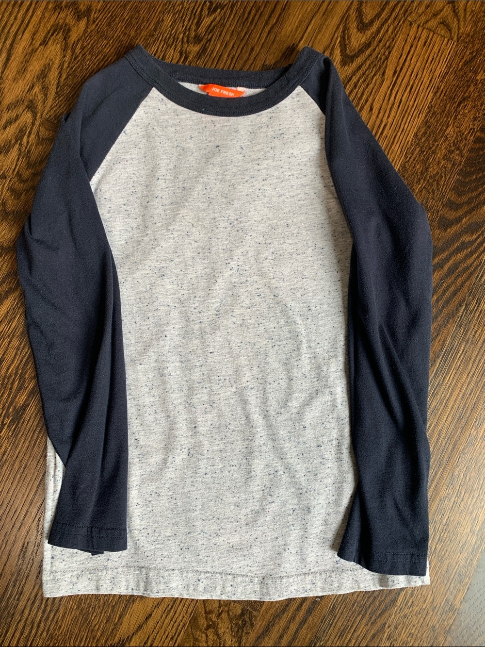 Joe Fresh Heather Gray Body Navy Raglan Long-Sleeve Tee